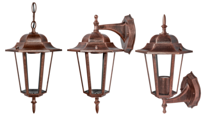 set of copper street light isolated