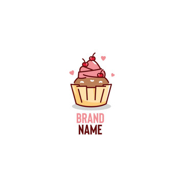 cupcake logo in modern style sweet dessert vector