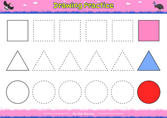 Drawing Practice square, circle and triangle fun activity