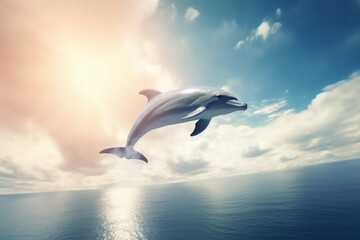 Dolphin sky sea mammal. Generate Ai