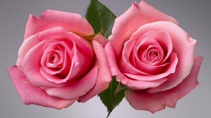 two beautiful pink rose flowers in full bloom Generative AI