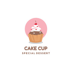 cupcake logo in sweet dessert vector vintage style