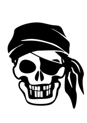 バンダナを巻いて笑う眼帯のドクロのベクターイラスト