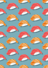 Seamless pattern with sushi.Eps 10 vector.