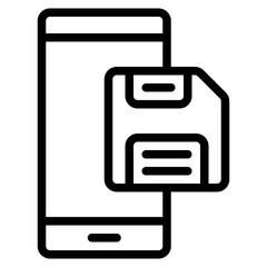 Save smartphone line icon, use for website mobile app presentation