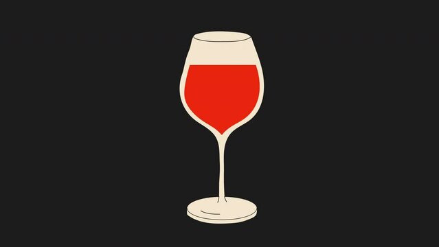 Wine glass Animated Icon.  Video flat cartoon animation design element 4k