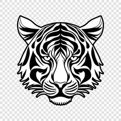 Obraz premium Tiger head black and white vector icon.