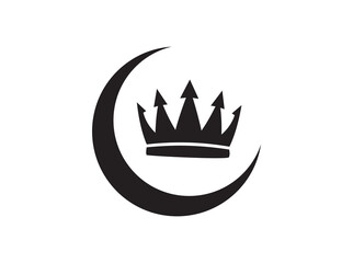 crown and the moon icon vector