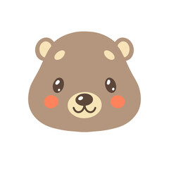 Cute bear cartoon icon isolated on white background vector illustration.