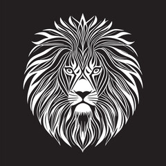 Obraz premium Tiger head black and white vector icon.