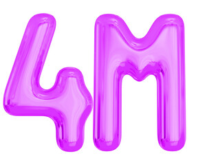 4M Follower 3D Purple Number