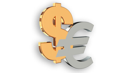 Shiny metallic currency symbol isolated on white background