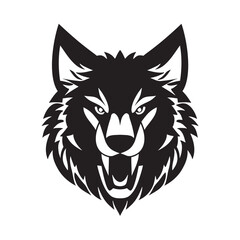 Fototapeta premium Wolf head black and white vector icon.