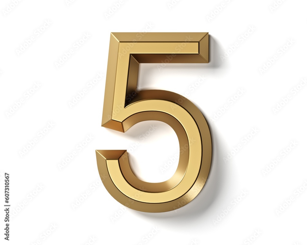 Fototapete digits and letters made of gold. 3d illustration of golden alphabet isolated on white background