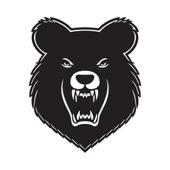 Bear head black and white vector icon.