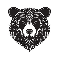 Bear head black and white vector icon.