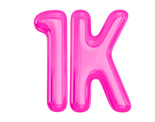 1K Follower 3D Pink Number