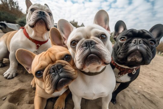 French bulldogs selfie. Generate Ai