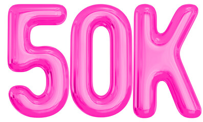 50K Follower 3D Pink Number