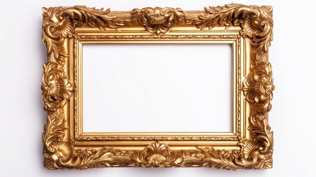 Gold frame for a picture in a classic baroque style Generative AI