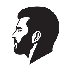 Man head silhoutte, face awith beard fashion icon