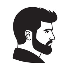 Man head silhoutte, face awith beard fashion icon
