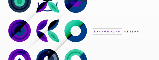 Colorful circles in a grid composition abstract background. Design for wallpaper, banner, background, landing page, wall art, invitation, prints, posters