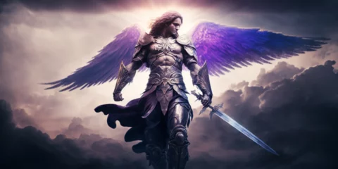 Deurstickers The Radiant Guardian: Archangel Michael's Divine Power. Generative AI © alex