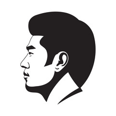 Asian Man head silhoutte, face fashion icon