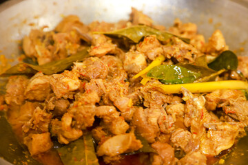 Bebek Palekko, a typical Bugis food from South Sulawesi in the form of duck cut into small pieces with a distinctive spicy taste