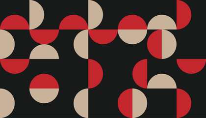 Abstract geometric pattern design background vector. Wallpaper design with circle, semi circle shape. Modern and trendy illustration perfect for decor, cover, print.