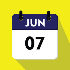 calendar with a date, 07 june icon with yellow background, new calender