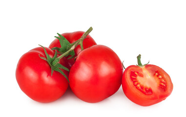 Tomatoes and slices isolated on a white background