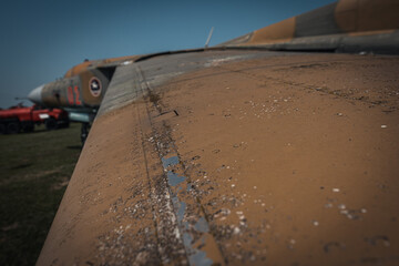 Rusted old military plane wing