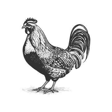 Black and white hen chicken silhouette style Vector illustration mascot logo isolated on white. 