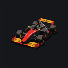 Racing car cartoon style vector illustration isolated on a dark background.