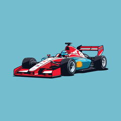 Racing car cartoon style vector illustration isolated on a light background.