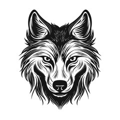 Fototapeta premium Hand drawn silhouette wolf head vector illustration isolated on white.