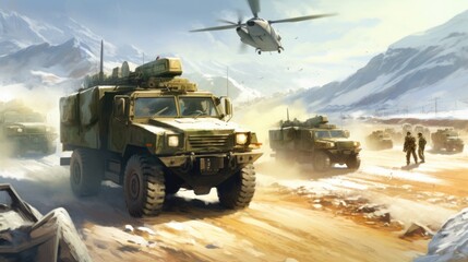 Fototapeta premium Military Cover The Convoy Game Artwork