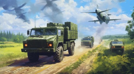 Fototapeta premium Military Cover The Convoy Game Artwork