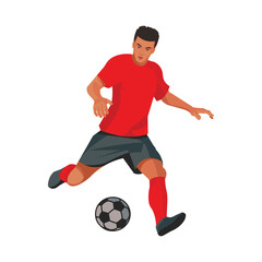 Chinese football player dribbling past the opponent at the championship