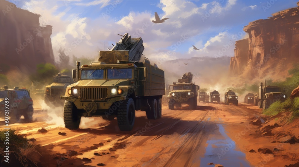 Canvas Prints Military Cover The Convoy Game Artwork