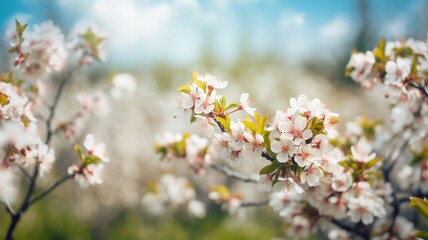 Obraz premium Beautiful blurred spring background nature with bloom Generative AI