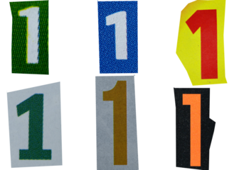 Number 1 magazine cut out font, ransom letter, isolated collage elements for text alphabet