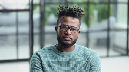 young african american man showing quiet business