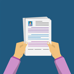 Hands giving resume document for applying job