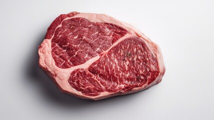 Fototapeta premium A rib eye steak of marbled grain-fed beef Generative AI
