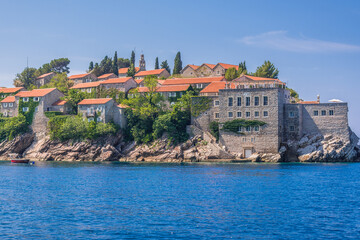 Fototapeta na wymiar View on Sveti Stefan islet on the Adriatic coast of Montenegro