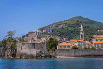 Old part of Budva city on the shore of Adriatic Sea, Montenegro