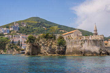 Fototapeta na wymiar Historic part of Budva city on the shore of Adriatic Sea in Montenegro